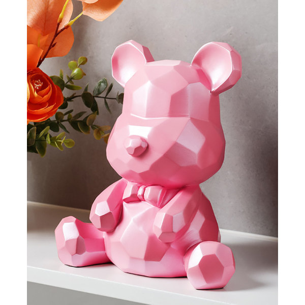 Geometrinen koristeellinen karhu säästöpossu vaaleanpunainen