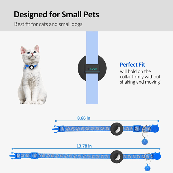 justerbar AirTag Cat Collars Reflekterende Air Tag Med Klokke blue