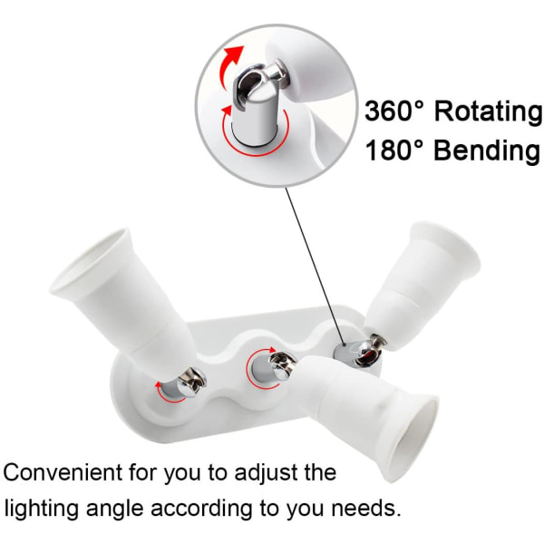 3 i 1 E27 LED-lyspære splitteradapter pærebase