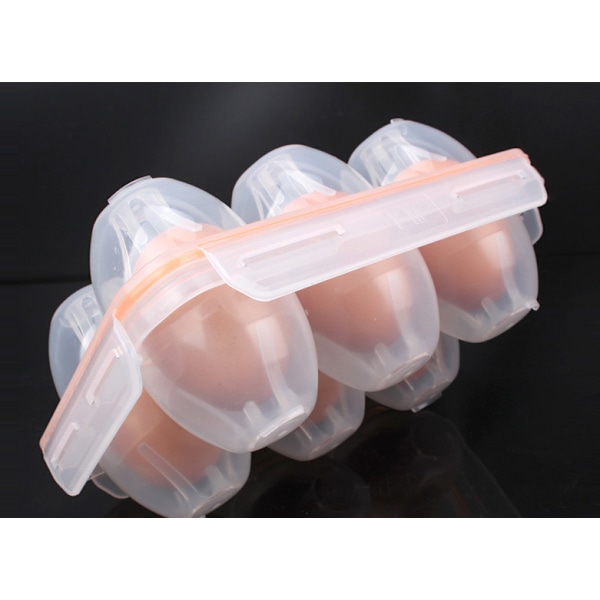 Bärbar äggbricka/plastägglåda för 6 ägg (vit)