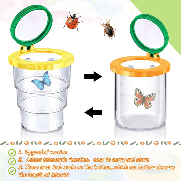 2 stk. Zoom insektsboks, insektsglass vitenskap naturutforskningsverktøy