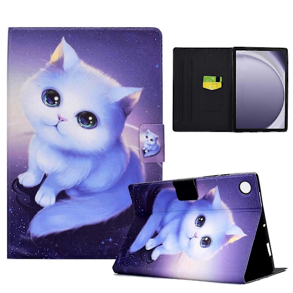 Mönstrat Läder Tablet Fodral för Samsung Galaxy Tab A9+, med Kortfack [DB] Cat