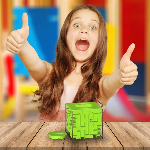Money Maze Cube Pengeboks og puslespill original gave, grønn