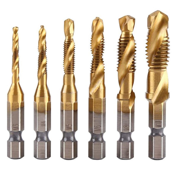 6 stk komposit tappning bits hexagonale skaft bor Short
