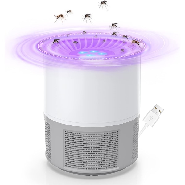 Mosquito Killer lampa, UV-tyst elektrisk flugfälla, uppladdningsbar grå
