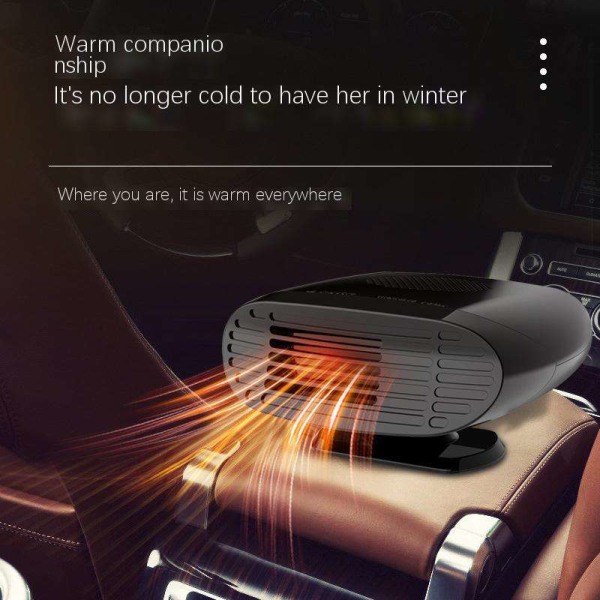 Bärbar Vinterbil Fläktvärmare Lågt ljud Auto Vindruta Avluftning Defroster-Svart black