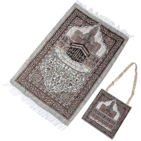 Muslimsk bönematta med islamisk förvaringsväska Qibla filt
