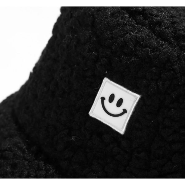 Vinter Plysch Bucket Hats Vintage Smile Cloche Hattar Varm, khaki