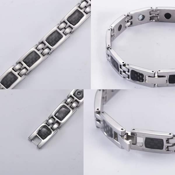 Nytt Magnetiskt Armband i Rostfritt Stål för Män med Inläggningar [HONGDE]