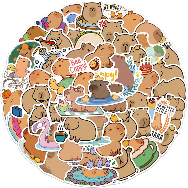 50 st Tecknade Capybara Graffiti Bagage Dekaler