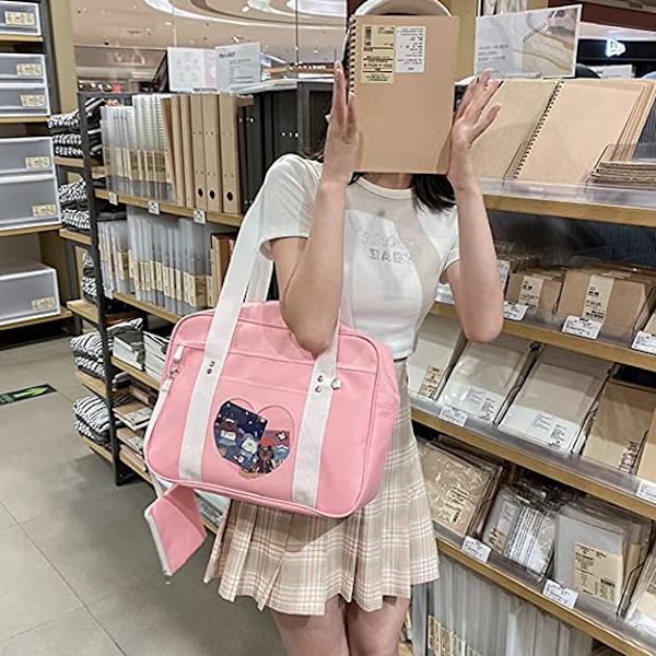 Taske Skole Taske Stor Skulder Håndtaske Piger Duffel Pung-Pink