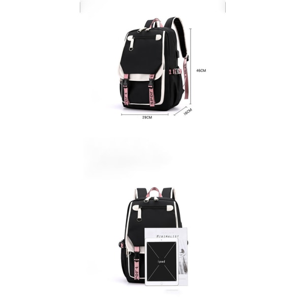 Ryggsäckar Utomhus dagryggsäckar för kvinnor Blackpink White