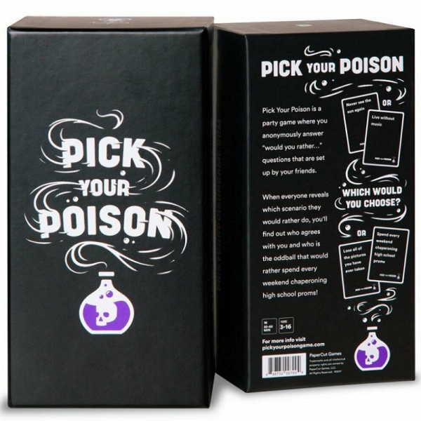 PICK YOUR POISON -korttipeli: &ldquo;Mitä tekisit mieluummin?&rdquo; -juhlapeli B