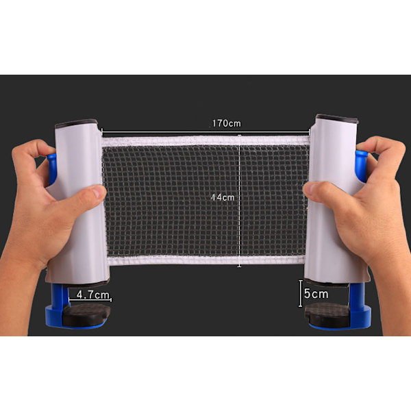 Teleskopisk bordtennisnet, længde 170CM (blå og grå)