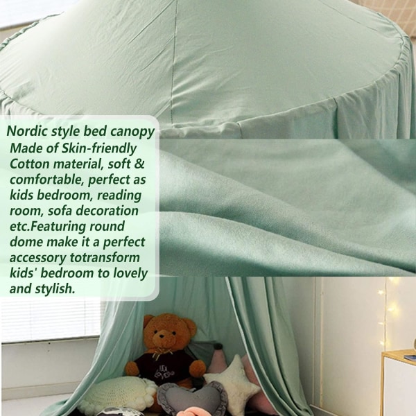 Children's bed canopy for the bedroom with round dome-shaped cotton 2.5 m (sea green)