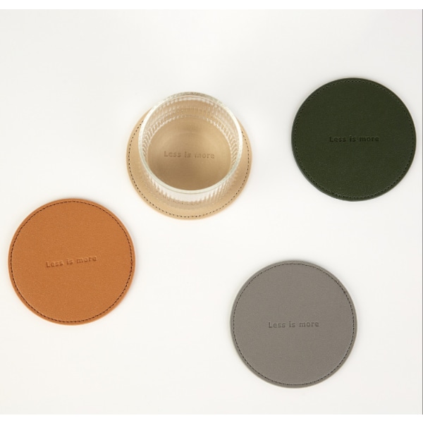 Korkunderlägg Anti-Scalding Bordstablett Läder Underlägg Bärnsten Orange