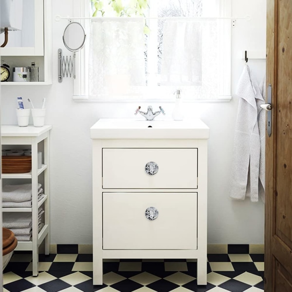 Kirkkaat lasiset vetolaatikonkahvat kuplapallolla, valkoinen, beige