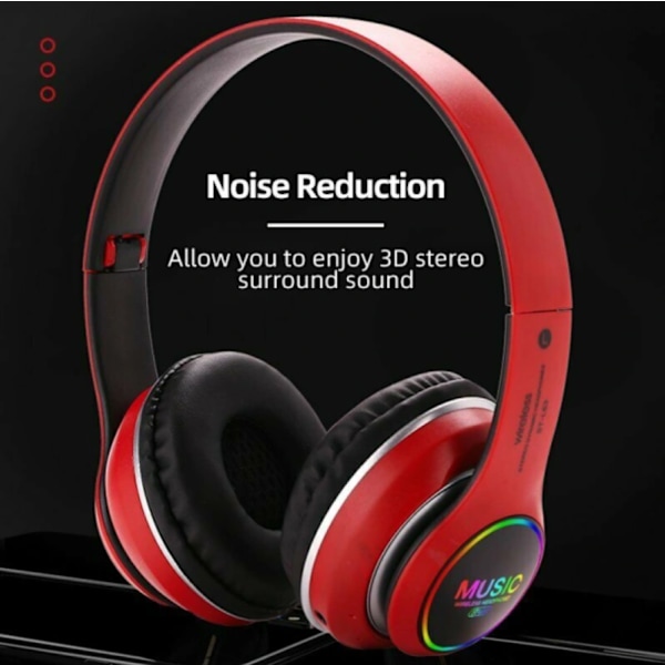 Hopfällbara trådlösa Bluetooth 5.0-hörlurar Headset Svart