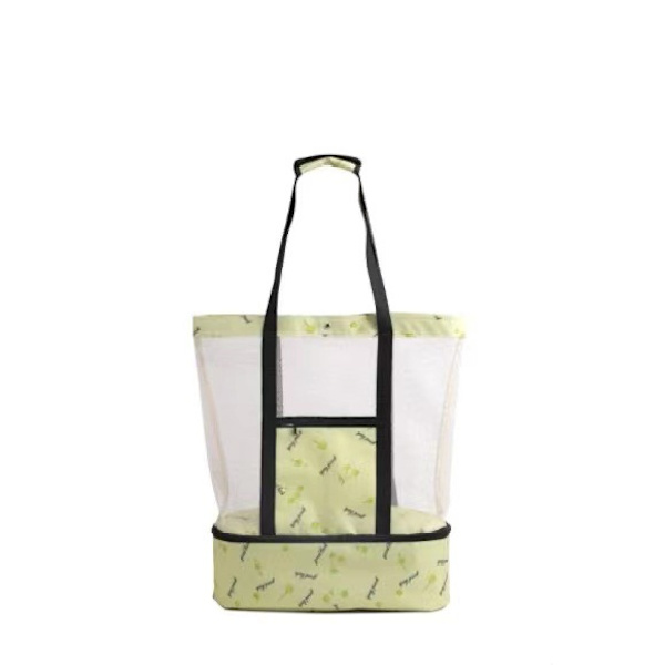Opbevaringspose Picnic Strandpose Dobbelt Mesh Strand Picnicpose, Grøn