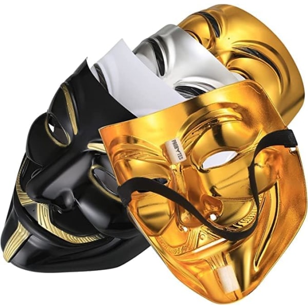 Halloween Vendetta Maske, Kostume Karneval Maske Unisex Voksne Fest Tilbehør Cosplay Golden