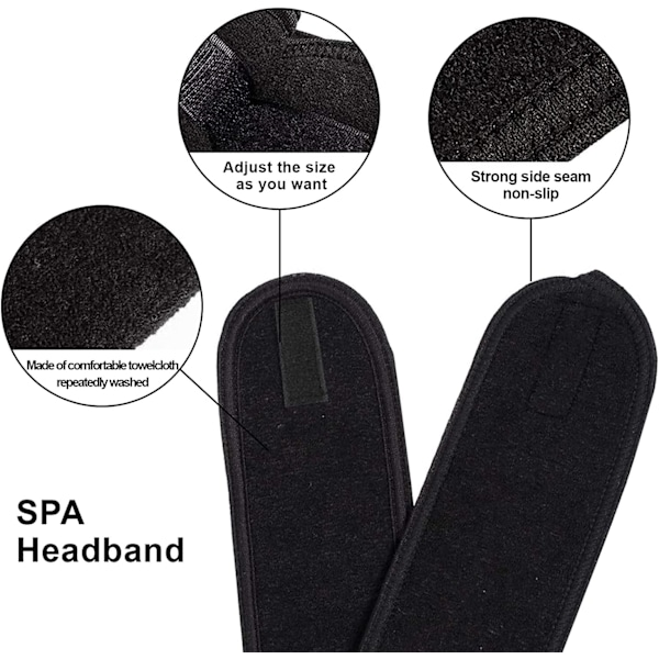 3-pack ansikts-, spa-, smink-, dusch- och sportpannband, justerbara