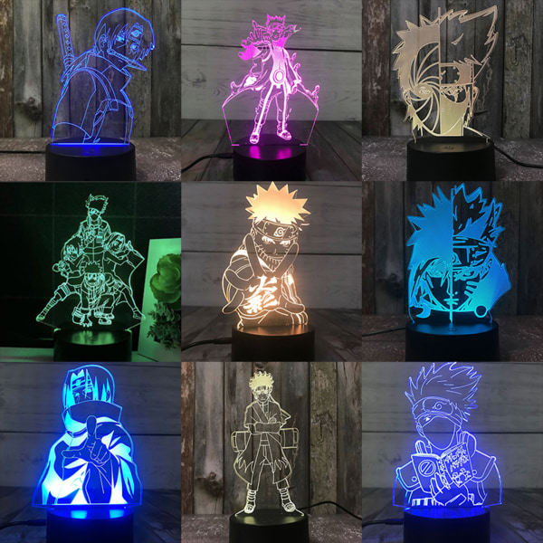 3D nattlys Naruto Team Uzumaki Naruto LED nattlys