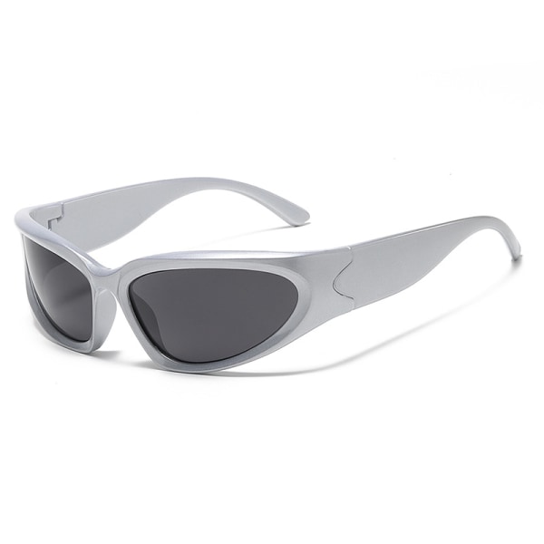 Cycling Outdoor Sports Sunglasses Silver Frame with Black Lenses