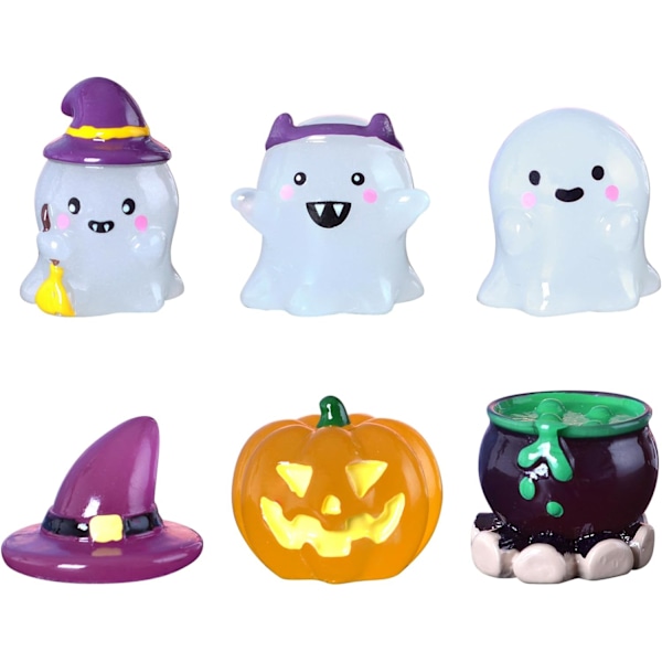 6PCS Mini Halloween Resin Ornament, Mini Ghost Figure