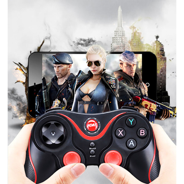 ACCEWIT X3 Trådløs Bluetooth 3.0 Android Gamepad Spillkontroll for Telefon PC Tablet TV-boks - (Farge: Svart Rød)