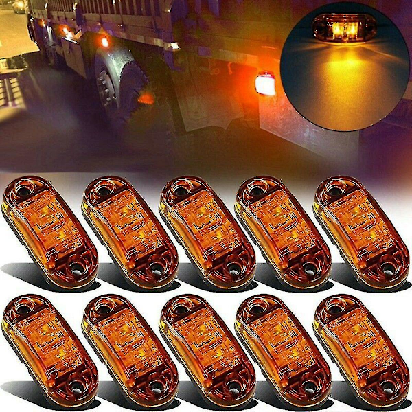 20 st LED 2,5 tum 2 dioder ljus ovala positionsljus släpvagn lastbil sidomarkeringslampa gul & röd -ayane