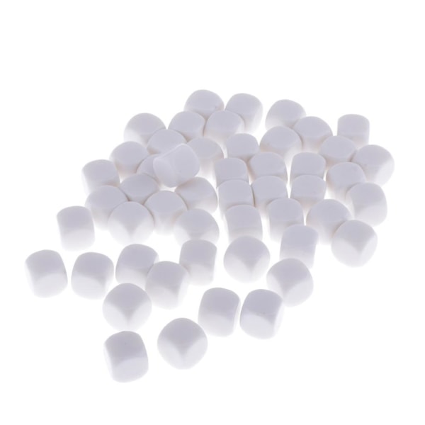 50 stk Blanke Terninger D6 Seks-Siders RPG Spill Terninger Gave 18mm