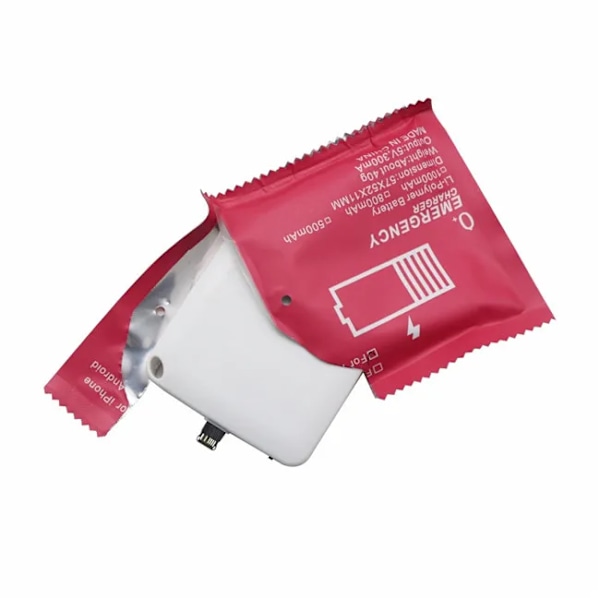Engångs Powerbank 1000 mAh Mini Engångs Portabel Laddare för Mobiltelefon White+ Single use 1000mah
