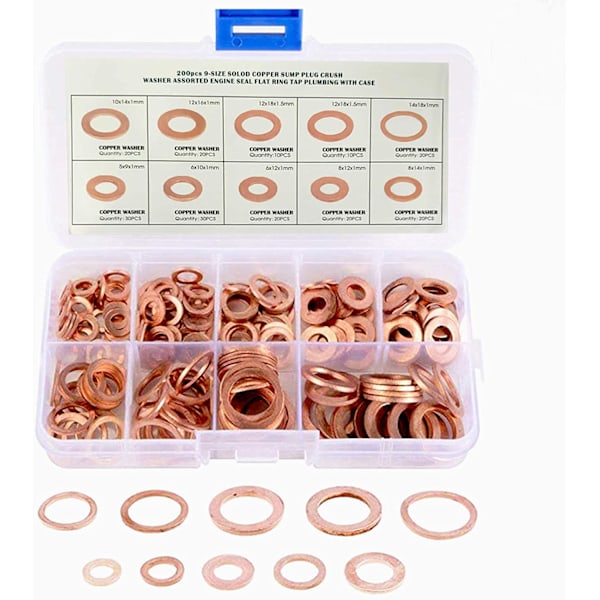 200 st kopparbricka bricka set kopparbricka M5 M6 M8 M10 M12 M14