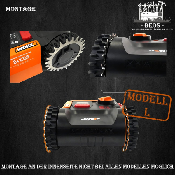 Premium rustfrie stålsøm til Worx Landroid L & Vision - polerede - 12 x rustfrie stålskruer - hjulstørrelse 225 mm