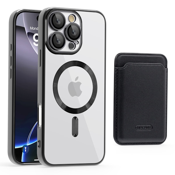 HONGDE Soveltuu Apple-sarjan uuteen CD-kuvioiseen läpinäkyvään magneettikortin pidikkeeseen ja iPhone-sarjan suojakuoreen black iPhone16