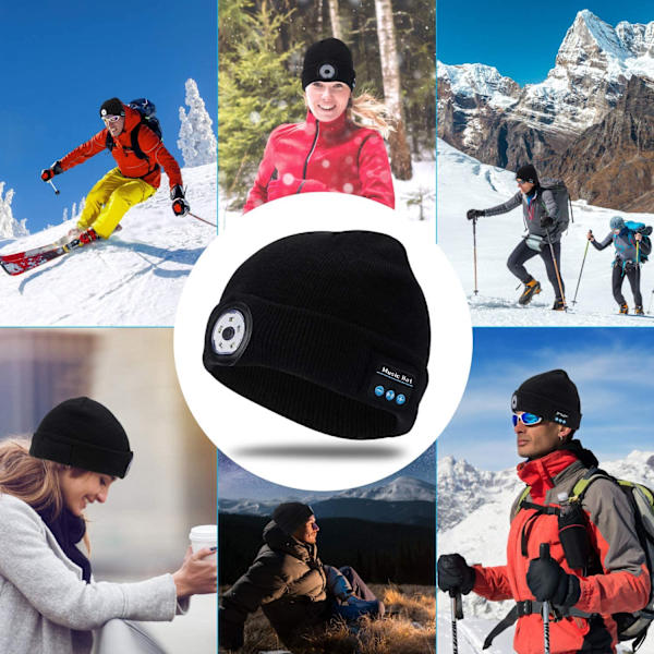 Bluetooth-musiikkihattu LED-tekniikalla (musta)