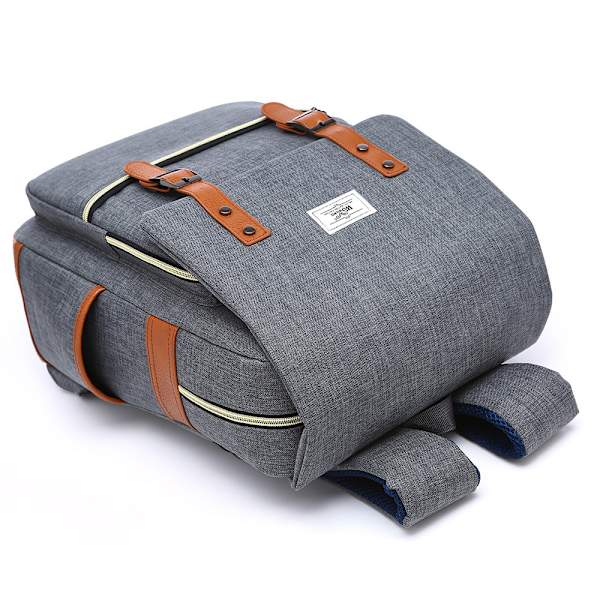 Retro Laptop Ryggsekk College Bag for Menn 15,6 Tommer (Grå)