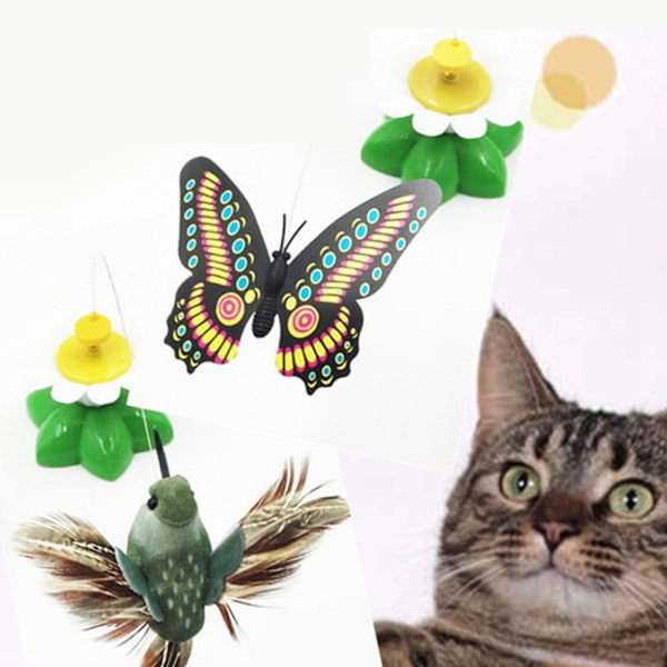 Katt Leksak 360 Grader Roterande Fjäril Blomma Form Interaktiv Kattunge Leksak Katt Leksak