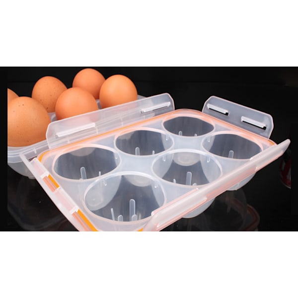 Bärbar äggbricka/plastägglåda för 6 ägg (vit)
