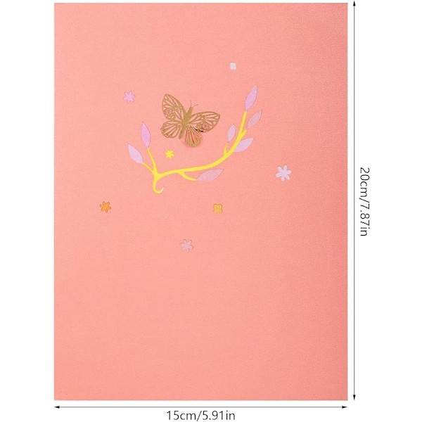 3D Pop Up Grattiskort Fjäril Blomma Julkort Bukett