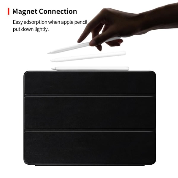 iPad Air 2020/2022 / Pro 11 2018 2-i-1 magnet Tri-Fold Litchi Fod Svart Svart