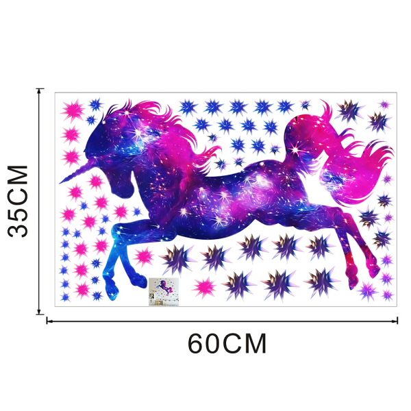 Unicorn Wall Sticker 3D PVC Sj?lvh?ftande rumsdekoration