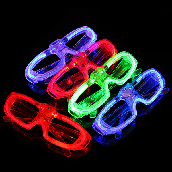 4-pak LED-glasögonfest med 3 ljSLUSlägen for festlig fødelsedag Alla hjertens dag og Halloween Cosplay (blå+grøn+rød+vit)