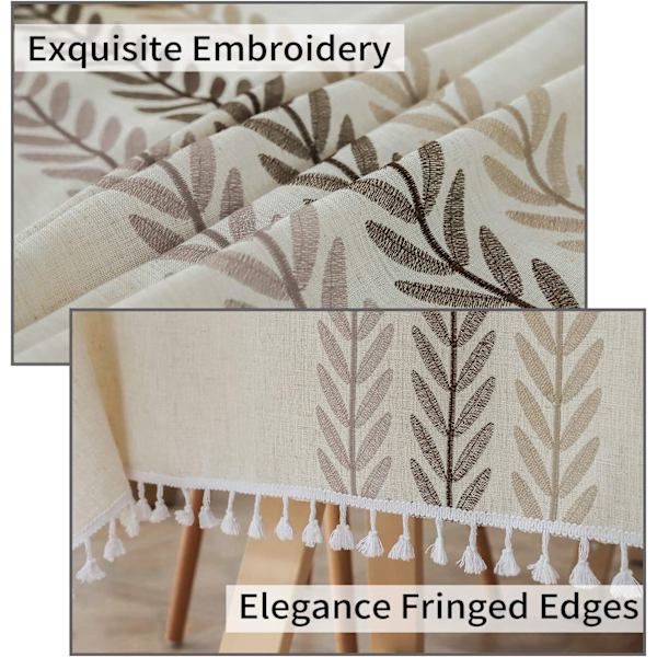 Brodert dusk med dusker - Bomull Linned Støvtett - 140*220cm