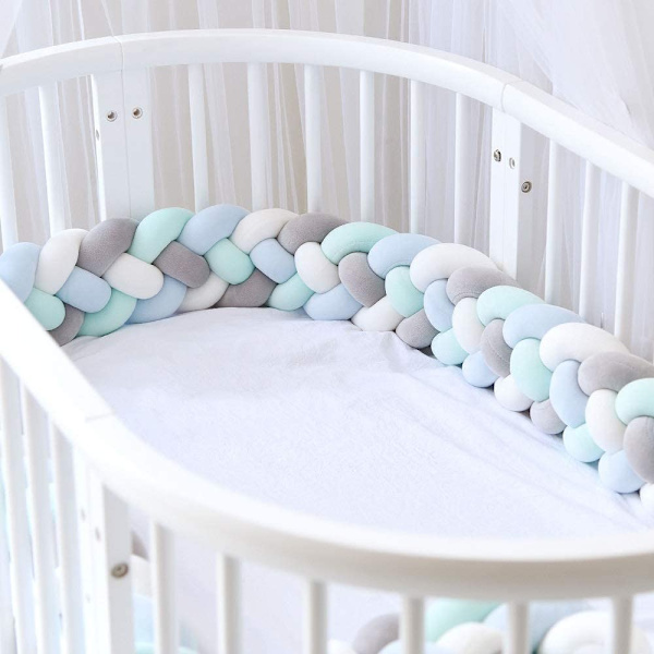 Cot Bumper 4 Weave Baby Cushion Snake Braided Bumper Velvet #1