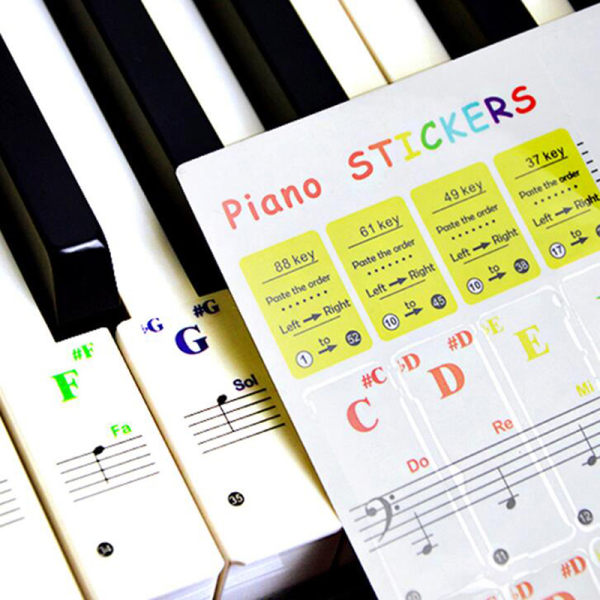 Klaverklistermærker til børn Farverigt gennemsigtigt klaverkeyboard
