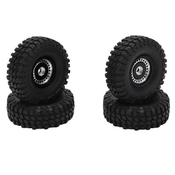 4 stk 55 mm Foran og Bakk Gummi Dekk og 24 Hull Hjulfelger Sett for AXIAL SCX24 1/24 RC Bil Svart