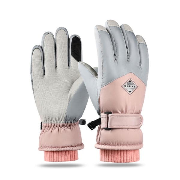 Winter Ski Snow Handskar, varma händer, grått och rosa