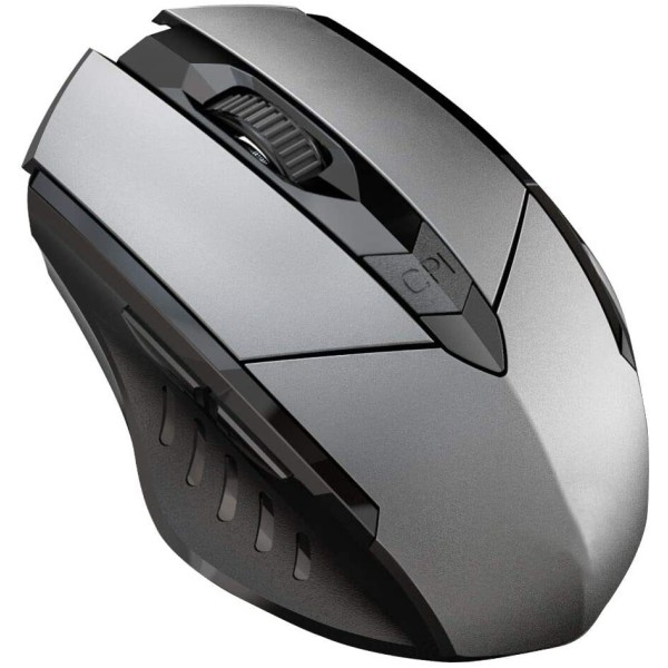 Trådløs mus, genopladelig 2.4G trådløs ergonomisk mus-grå