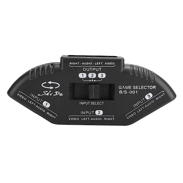 3 i 1 ud audio og video RCA splitter sort switch med AV kabel til DVD VCD VCR Sort